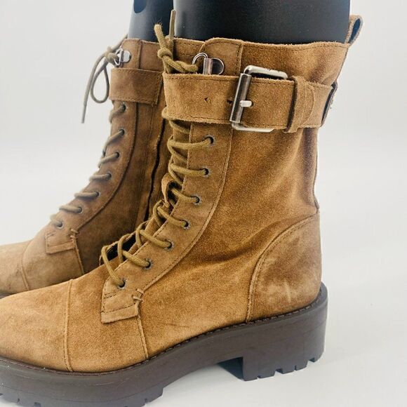 Sam Edelman Size 5.5 Tan Suede Junip Lace Up Combat Mid Calf Boot - Picture 3 of 11